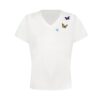 White Butterfly Accent V-Neck T-Shirt