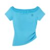 Blue Off-Shoulder Fashion T-Shirt