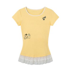 Yellow T-Shirt with Ruffled Hem