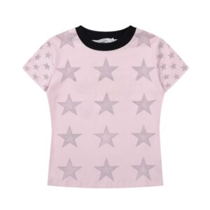 Pink T-Shirt with Vintage Star Graphic and Classic Shoulder Fit