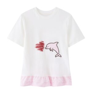 Playful Dolphin Pattern Pink T-Shirt
