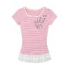 Pink and White Striped T-Shirt with Lace Trim