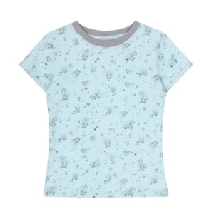 Light Blue T-Shirt with All-Over Cartoon Print